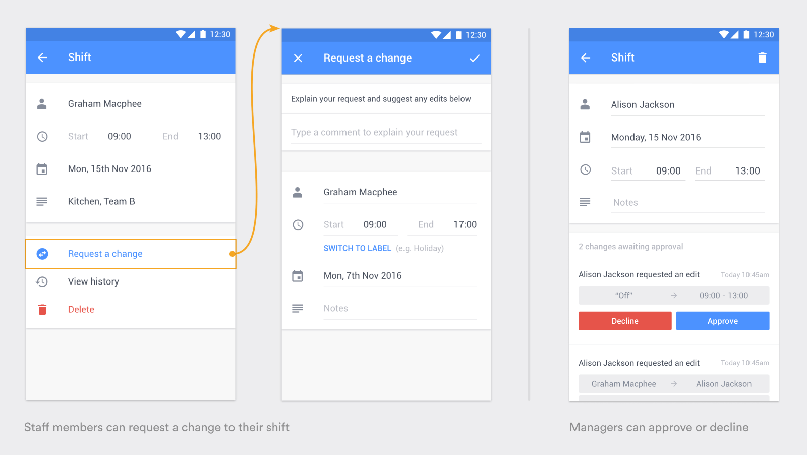 Yavi Shift Change Request
